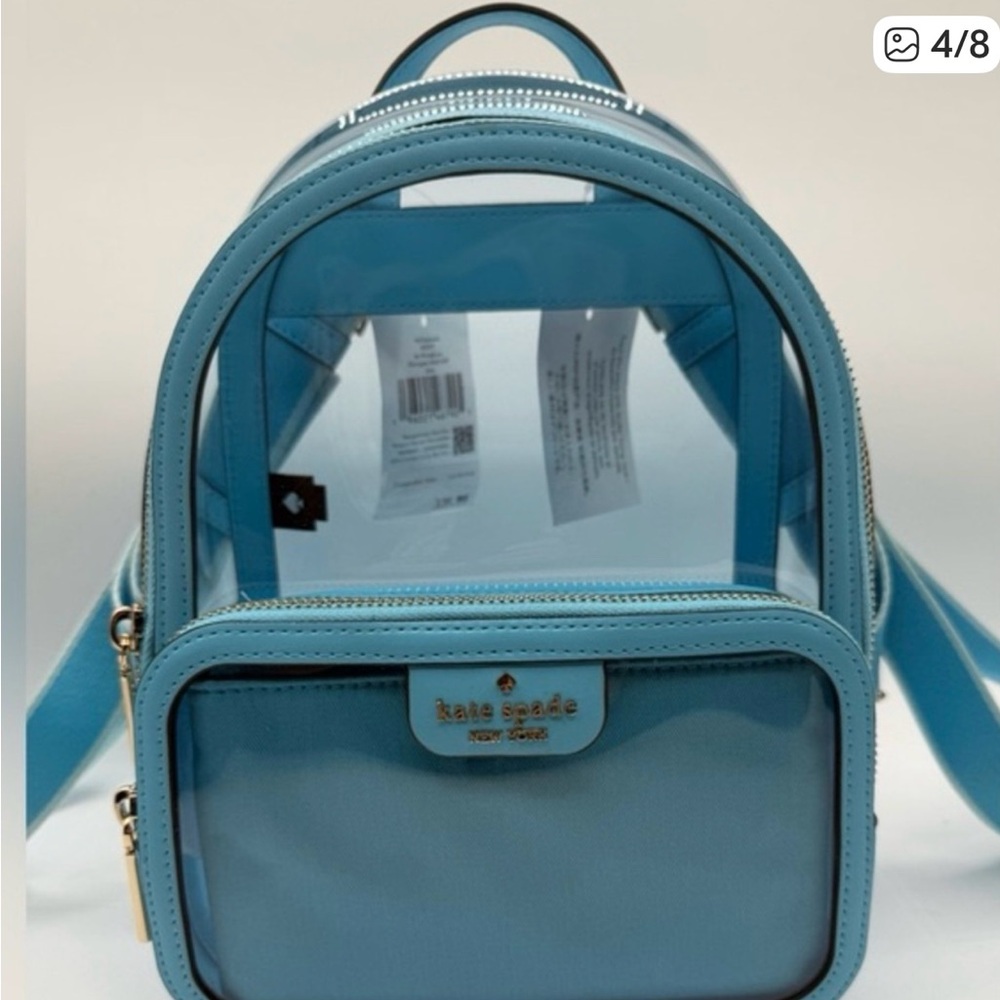 NWT Kate Spade Clare See Through Small Backpack 
Color Blue Agate Multi - Picture 4 of 8
